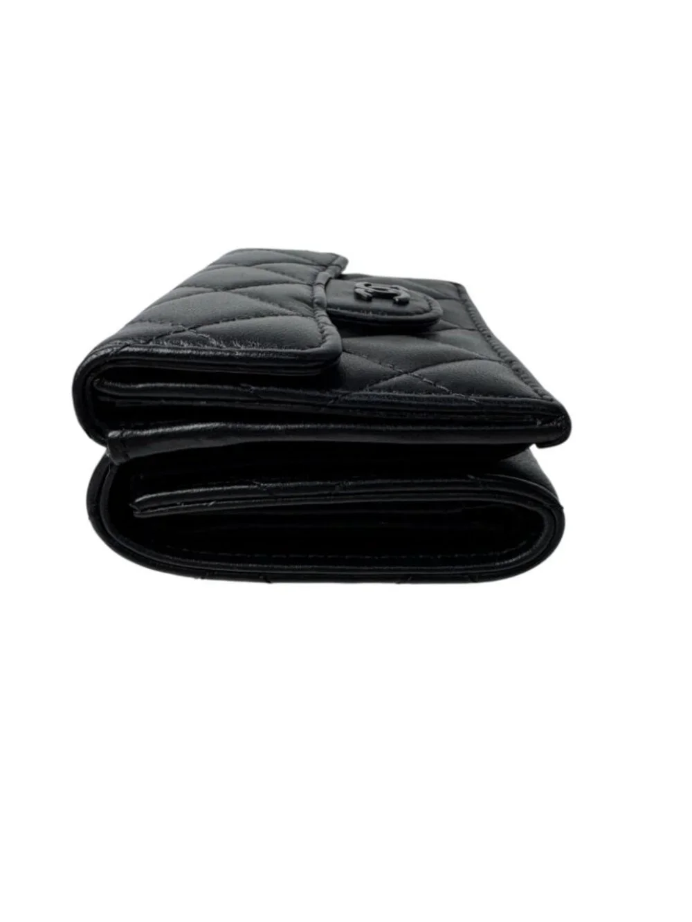 Chanel Quilted CC Logo Compact Wallet So Black